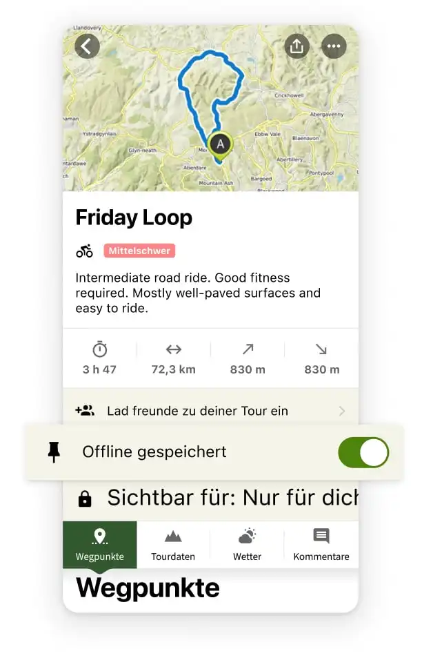 Screenshot Offline Features komoot
